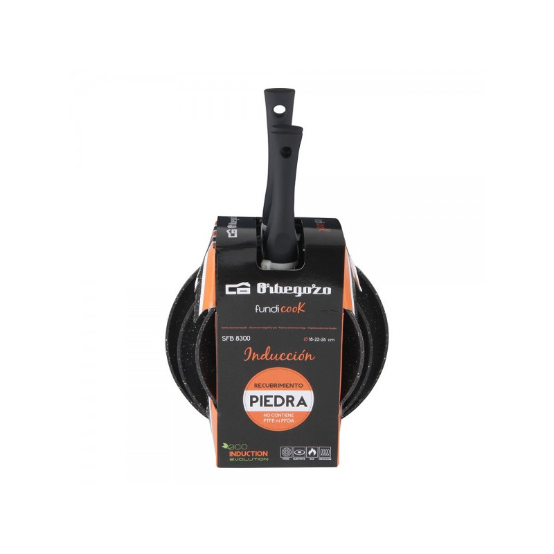 SFB8300 - PACK 3 SARTENES ALUMINIO INDUCCION (18+22+26CM) ORBEGOZO